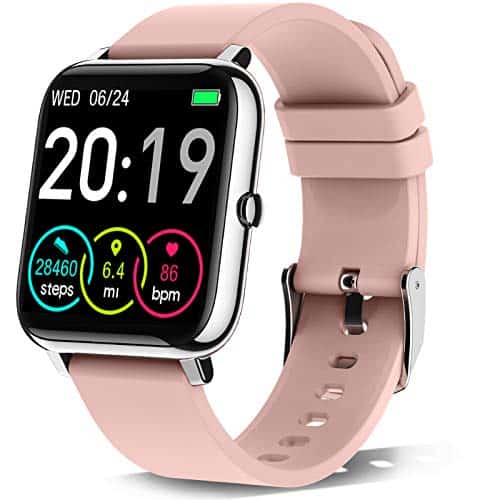 Rinsmola Mujer Smartwatch, Fitness Watch Smart Watch Podómetro Monitor de Ritmo Cardíaco, 1.4 '' Full Touch Sports Activity Tracker Cronómetro, Notificaciones de Mensajes, Pink Music Camera Controller