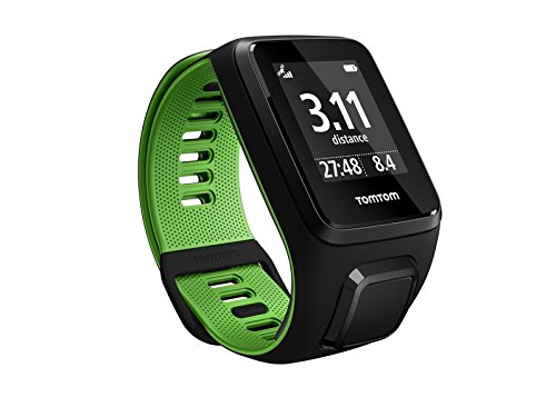 TomTom Runner 3 Heart Rate GPS Watch, Pulsómetro Integrado, Correa Grande, Negro/Verde