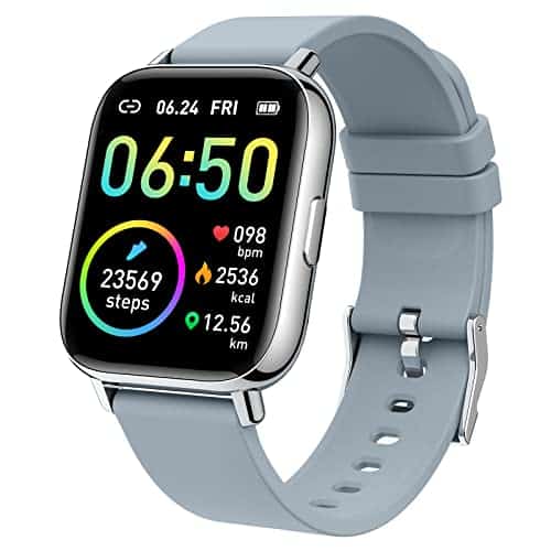 Smartwatch, Fitness Watch Hombre Mujer 1.69'' Pantalla Táctil Reloj Inteligente con Podómetro/Monitor de Ritmo Cardíaco/Cronómetro, Sports Fitness Tracker Impermeable IP68, 24 Deportes, Notificaciones Mensajes