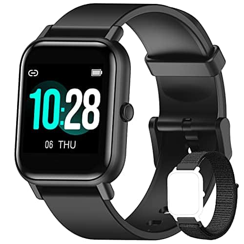 Blackview Reloj inteligente para hombres y mujeres, reloj deportivo con podómetro, oxímetro de pulso (SpO2), monitor de frecuencia cardíaca durante el sueño, rastreador de actividad deportiva resistente al agua hasta 5 ATM para Android iOS (2 correas)