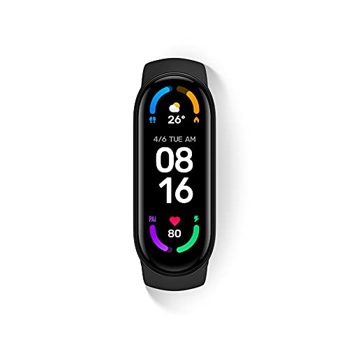 Reloj Inteligente Xiaomi Mi Smart Band 6, Pantalla AMOLED 1.56'', Seguimiento Deportivo, Resistente al Agua hasta 5 ATM, Correa Antibacteriana, Batería 125 mAh, Versión Italiana, Negro